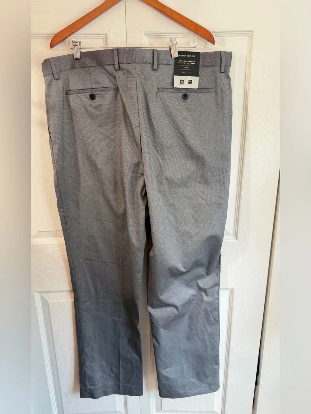 Banana Republic Mens 40x34 Slim Fit Non Iron Stretch Cotton Gray Dress Pants NWT